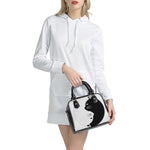 Black And White Cat Yin Yang Print Shoulder Handbag