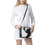 Black And White Cat Yin Yang Print Shoulder Handbag