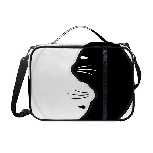 Black And White Cat Yin Yang Print Shoulder Strap Bible Bag