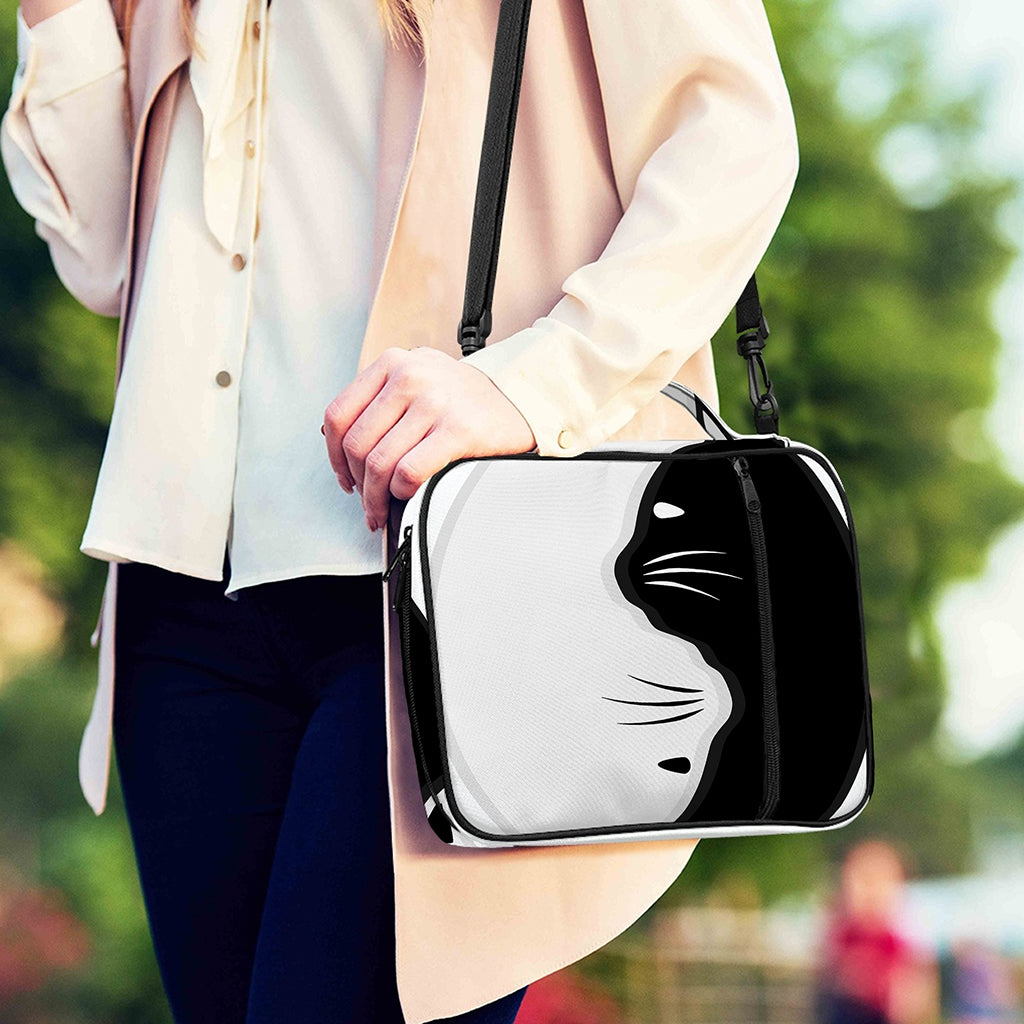 Black And White Cat Yin Yang Print Shoulder Strap Bible Bag