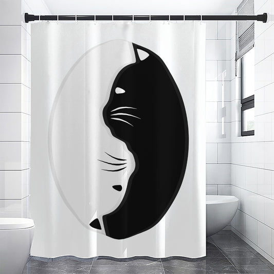 Black And White Cat Yin Yang Print Shower Curtain