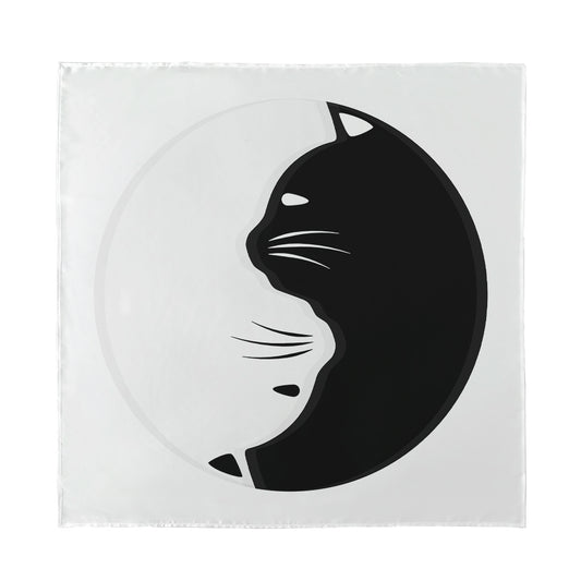 Black And White Cat Yin Yang Print Silk Bandana
