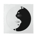 Black And White Cat Yin Yang Print Silk Bandana