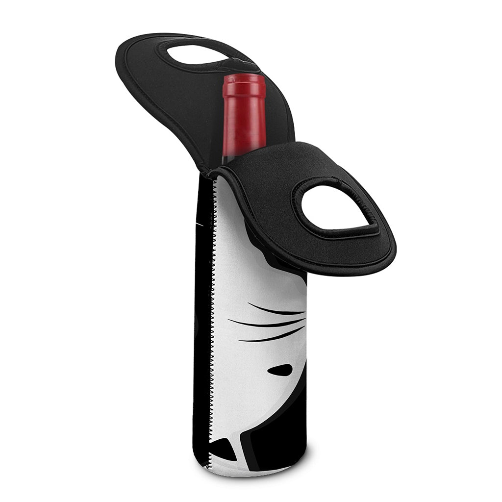 Black And White Cat Yin Yang Print Single Neoprene Wine Tote