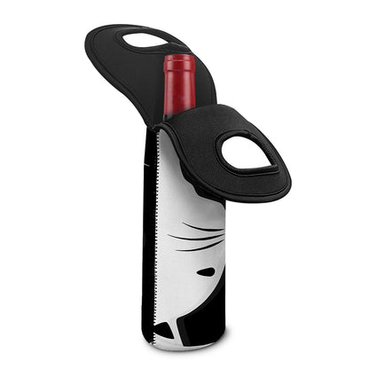 Black And White Cat Yin Yang Print Single Neoprene Wine Tote