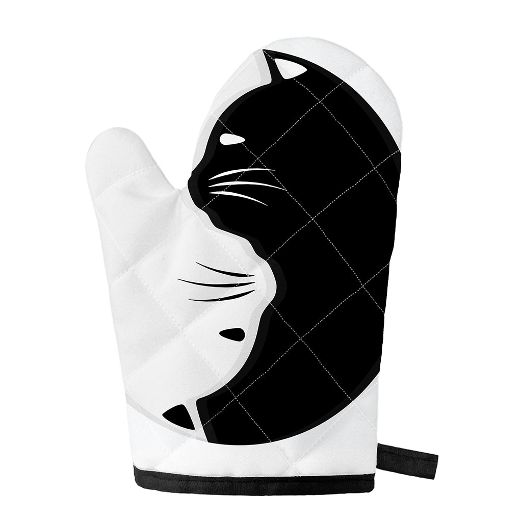 Black And White Cat Yin Yang Print Single Oven Mitt