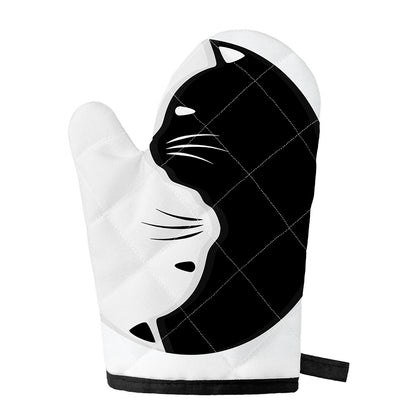 Black And White Cat Yin Yang Print Single Oven Mitt