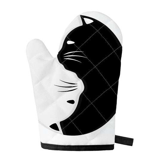 Black And White Cat Yin Yang Print Single Oven Mitt