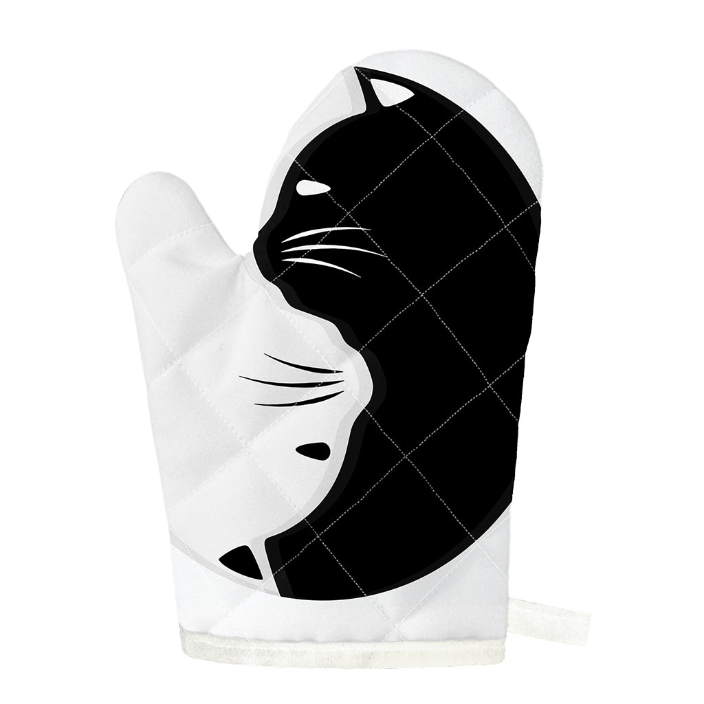 Black And White Cat Yin Yang Print Single Oven Mitt