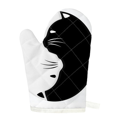 Black And White Cat Yin Yang Print Single Oven Mitt