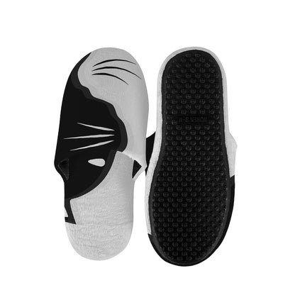 Black And White Cat Yin Yang Print Slippers