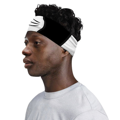Black And White Cat Yin Yang Print Sports Headband
