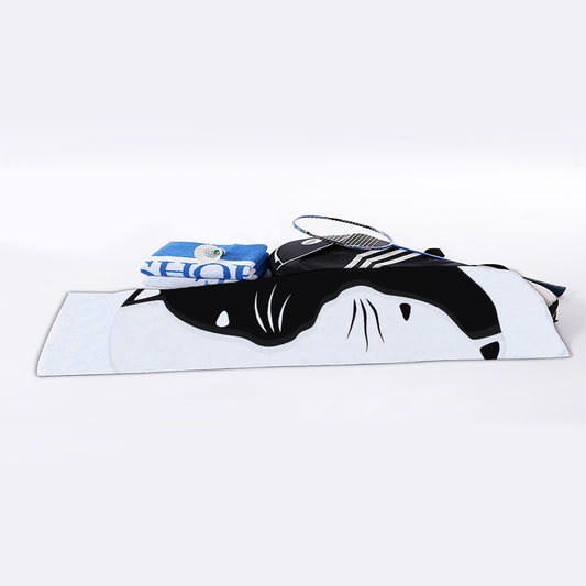Black And White Cat Yin Yang Print Sports Towel