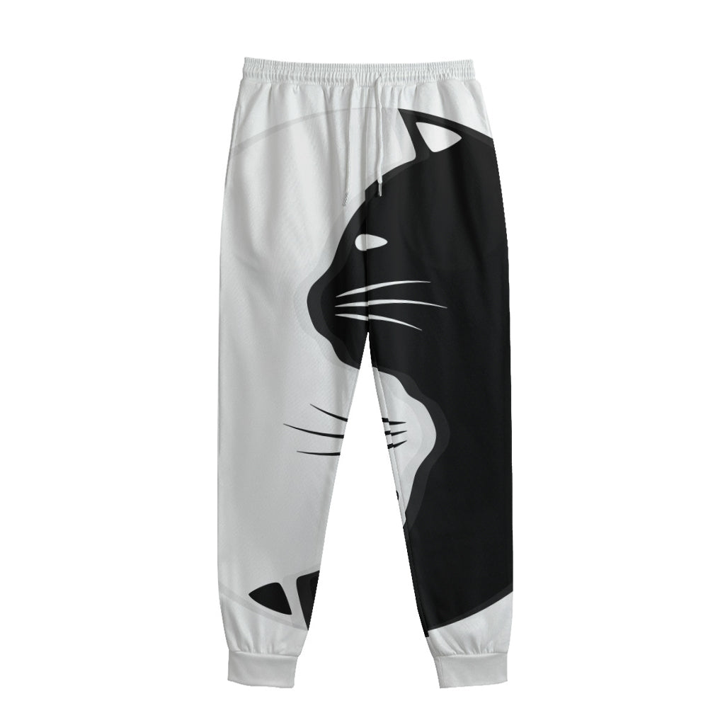 Black And White Cat Yin Yang Print Sweatpants