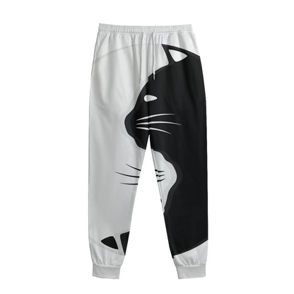 Black And White Cat Yin Yang Print Sweatpants
