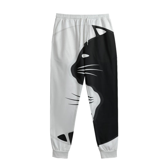 Black And White Cat Yin Yang Print Sweatpants