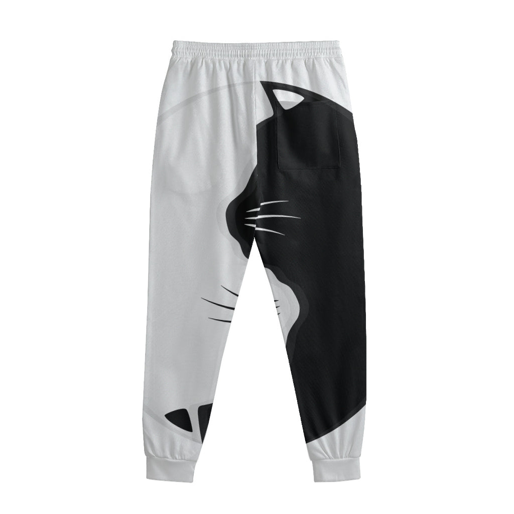 Black And White Cat Yin Yang Print Sweatpants