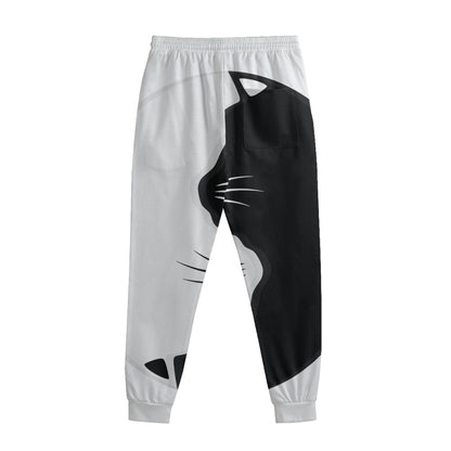Black And White Cat Yin Yang Print Sweatpants