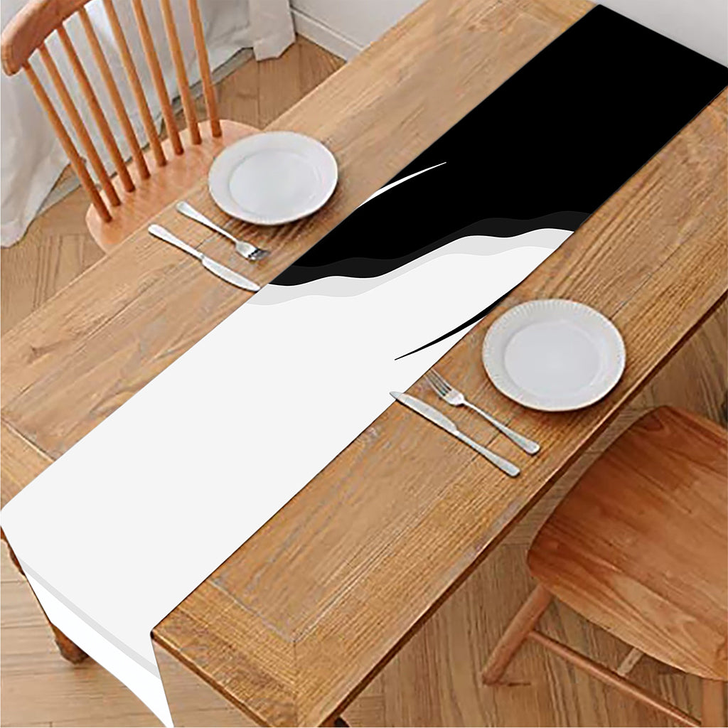 Black And White Cat Yin Yang Print Table Runner