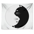 Black And White Cat Yin Yang Print Tapestry