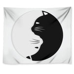Black And White Cat Yin Yang Print Tapestry