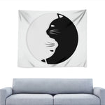 Black And White Cat Yin Yang Print Tapestry