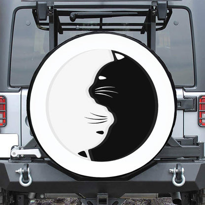Black And White Cat Yin Yang Print Tire Cover