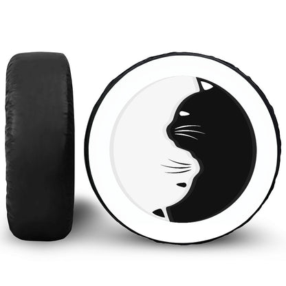 Black And White Cat Yin Yang Print Tire Cover