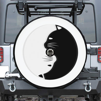 Black And White Cat Yin Yang Print Tire Cover With Camera Hole