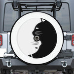 Black And White Cat Yin Yang Print Tire Cover With Camera Hole
