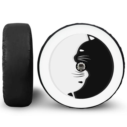 Black And White Cat Yin Yang Print Tire Cover With Camera Hole