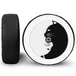 Black And White Cat Yin Yang Print Tire Cover With Camera Hole