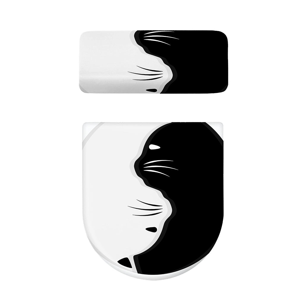 Black And White Cat Yin Yang Print Toilet Lid And Tank Cover Set