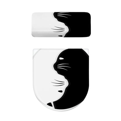 Black And White Cat Yin Yang Print Toilet Lid And Tank Cover Set