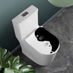 Black And White Cat Yin Yang Print Toilet Lid Cover