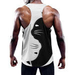Black And White Cat Yin Yang Print Training Tank Top
