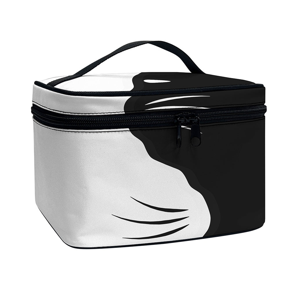 Black And White Cat Yin Yang Print Travel Makeup Bag