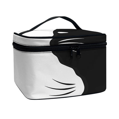 Black And White Cat Yin Yang Print Travel Makeup Bag