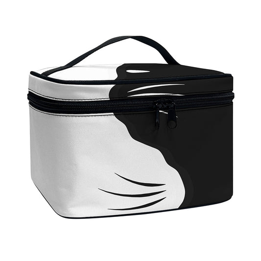 Black And White Cat Yin Yang Print Travel Makeup Bag