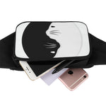 Black And White Cat Yin Yang Print Waist Bag