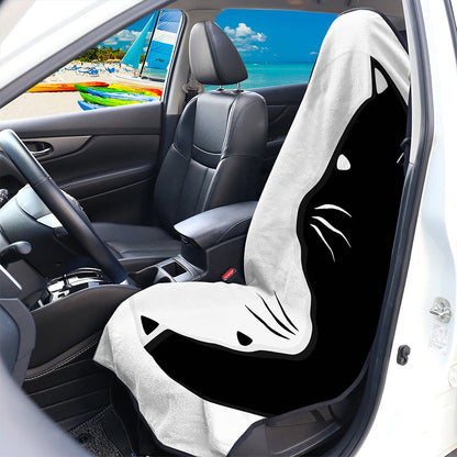 Black And White Cat Yin Yang Print Waterproof Car Seat Cover