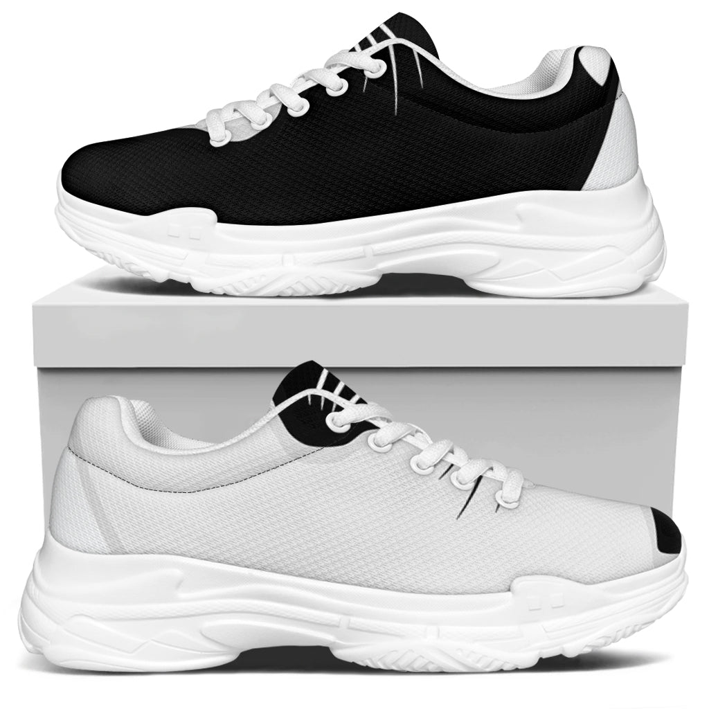 Black And White Cat Yin Yang Print White Chunky Shoes