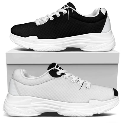 Black And White Cat Yin Yang Print White Chunky Shoes