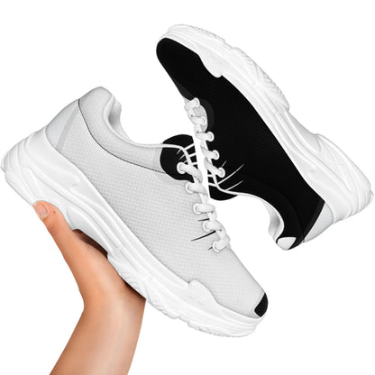 Black And White Cat Yin Yang Print White Chunky Shoes