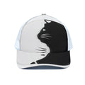 Black And White Cat Yin Yang Print White Mesh Trucker Hat