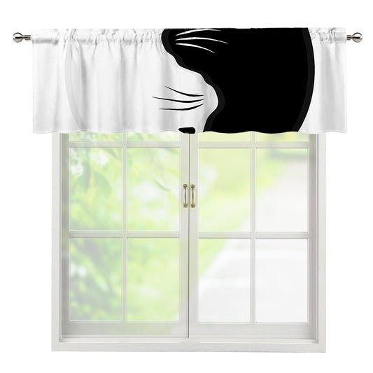 Black And White Cat Yin Yang Print Window Valance