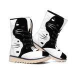 Black And White Cat Yin Yang Print Winter Boots