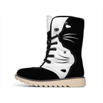 Black And White Cat Yin Yang Print Winter Boots