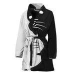 Black And White Cat Yin Yang Print Women's Bathrobe