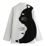 Black And White Cat Yin Yang Print Women's Blazer